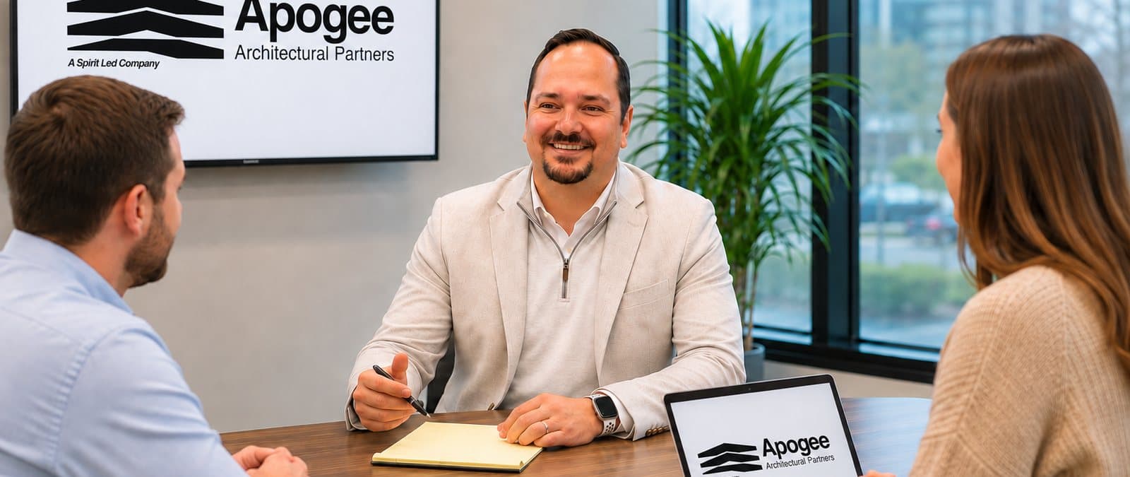 John Dickinson in a working session with the Apogee team