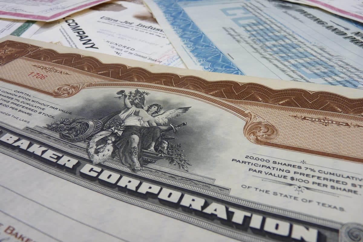 Historic share certificates from the ChurchillTerry office